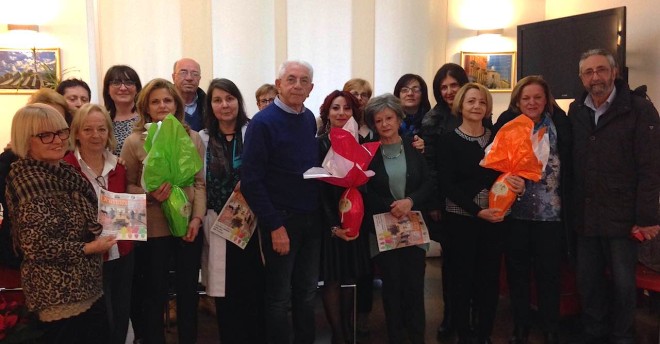 Volontari Ail con il presidente Cappuccilli e l'ematologo Giuseppe Fioritoni