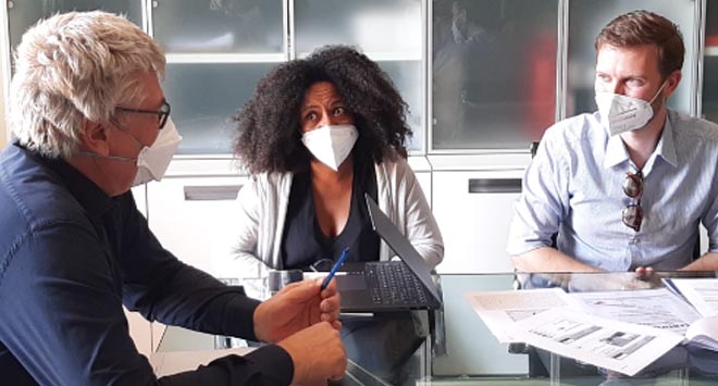 da sinistra Thomas Schael, Mwaba Chilufya e Alessandro Di Risio