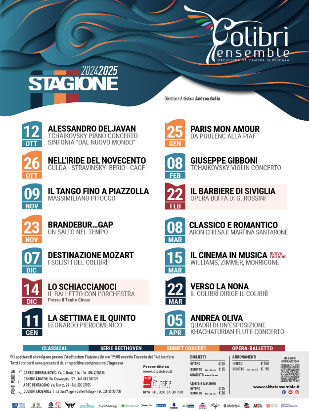 Calendario 2024-25 colibrì Ensemble