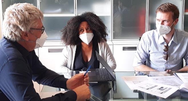 da sinistra Thomas Schael, Mwaba Chilufya e Alessandro Di Risio