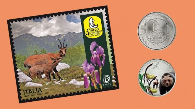 100 anni francobollo e moneta del parco nazionale d'Abruzzo, lazio e molise