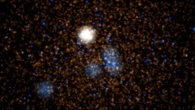 Simulazione di un ammasso stellare_Credits Manuel Arca Sed