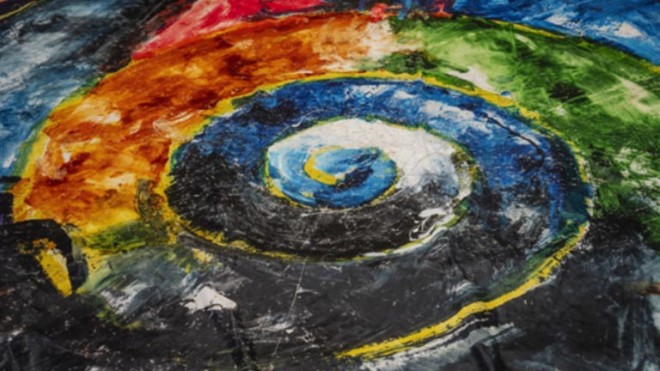 In foto- “Cosmo” di Mario Schifano immagine di Luciano D’Angelo