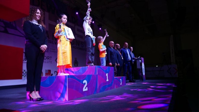 Consegna coppe campionato mondiale di Scacchi