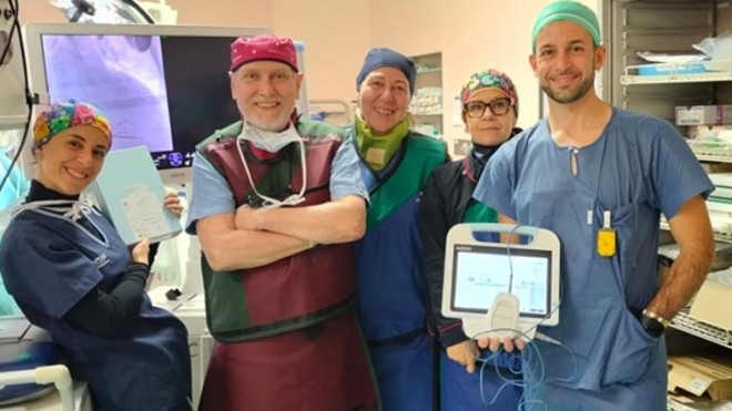 L'équipe della Cardiologia che ha eseguito l'impianto